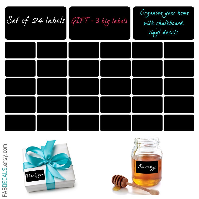 Chalkboard Labels Vinyl Decals Set Of 30 & Free 3 Big Labels To Organize Your Kitchen, Home, Office Or Wedding- ID555