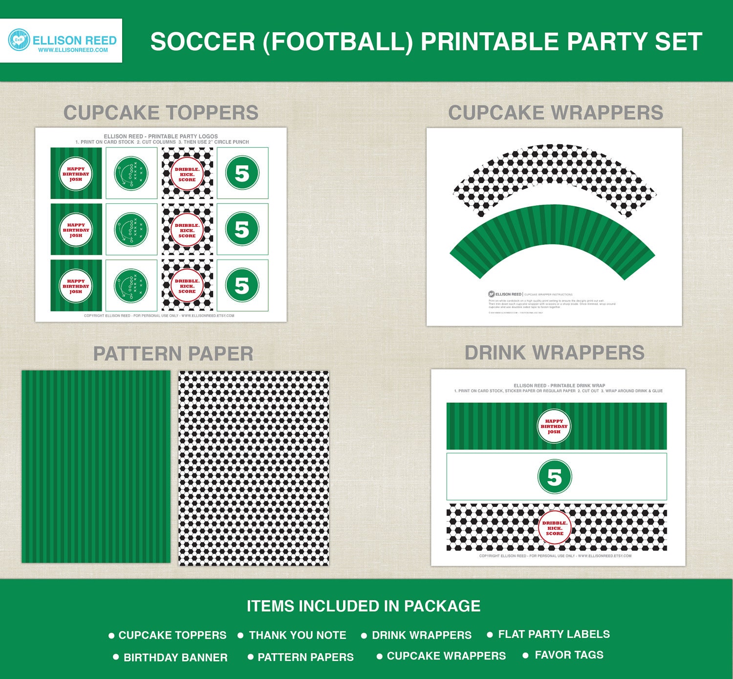 Soccer Birthday - Printable Party - Football printable party - SPORTS PRINTABLE - Soccer Ball - Birthday Party - DIY Printable