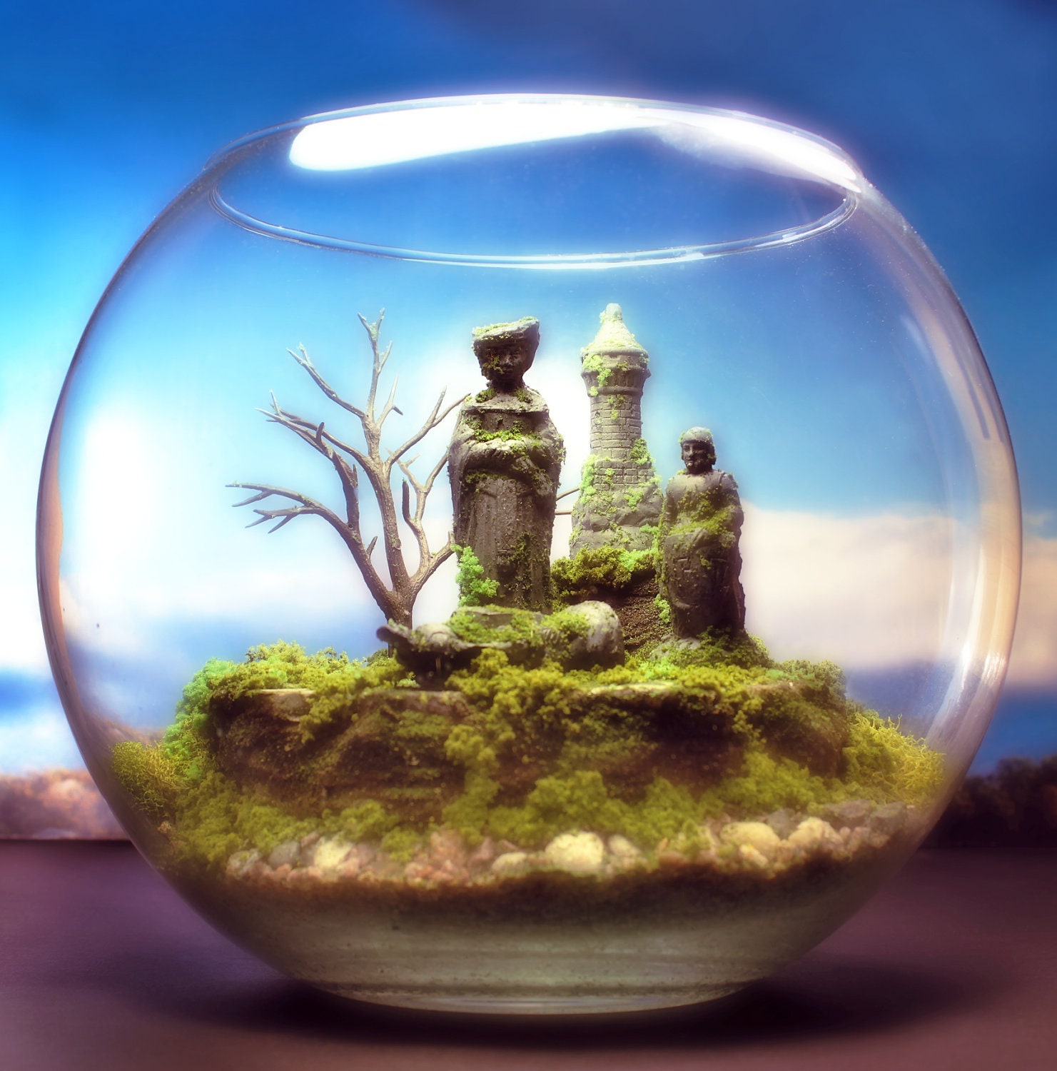 Enchanted Chess Fantasy  - Terrarium / Diorama - Mini Zen Garden