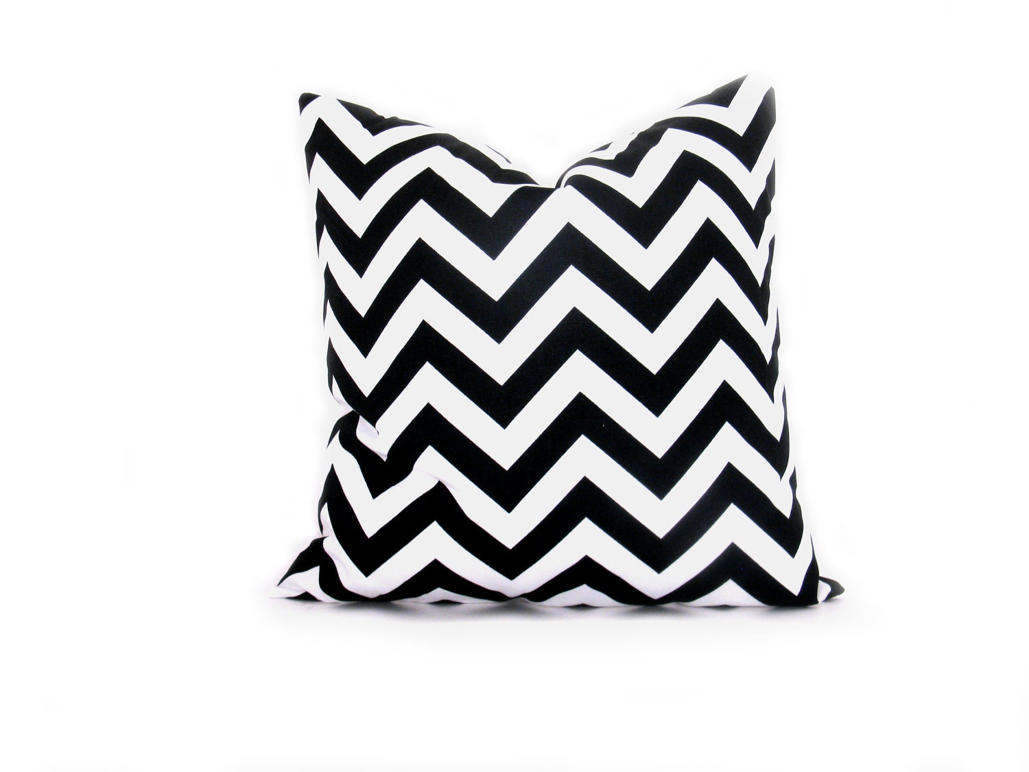 Lumbar Pillow Cover ONE 12x16 Black White Chevron Pillow Cushions. Housewares.Printed fabric both sides. ZigZag