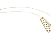 Vintage White Chevron Necklace, White and Gold, Retro Jewelry, Mid Century Modern