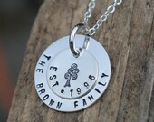 Personalized Family Necklace Family Tree Jewelry Custom Wedding Gift - Hand Stamped Stamped Sterling Silver