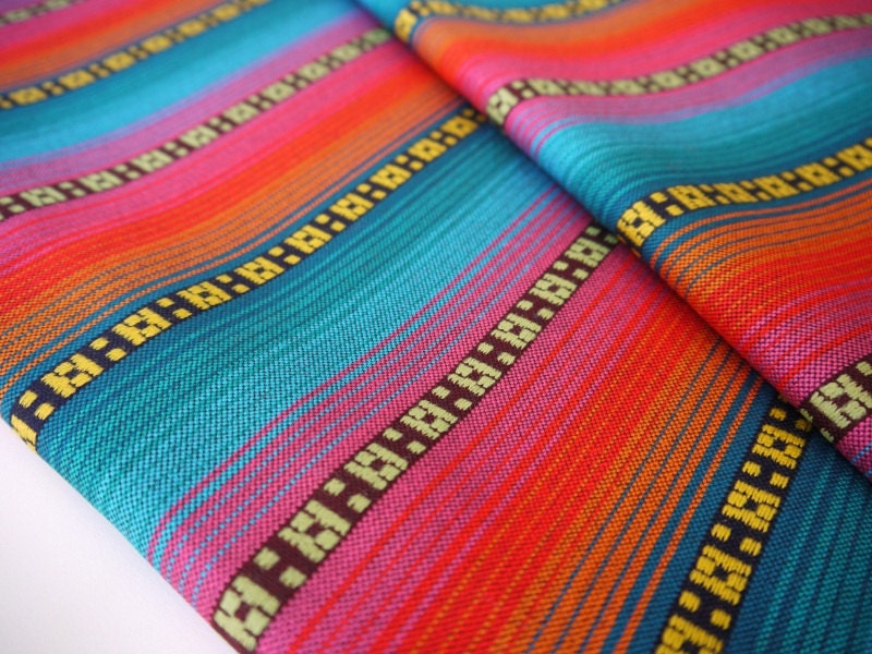 Aztec Fabric, Peruvian Fabric, Woven, Bright Playa Stripes, 1 Yard