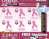 3.5x2.25 to 2.75 Max. (2) Breast Cancer Awareness Ribbon Vinyl Decal - 1 Color