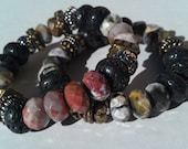 StoneEdge chunky stretch semi precious gemstone bracelet set