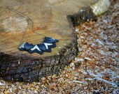 Cosine - Knitted Statement Necklace, Sculptural Chevron knit in Charcoal and Gold
