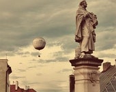 Prague Figure statue photo, Charles bridge, 8x10, architecture, hot air balloon, travel, vintage, fantasy, dreamy, wall decor, holiday gift
