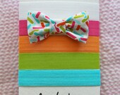 Rainbow Sprinkles Bow Hair Tie Bracelet Set