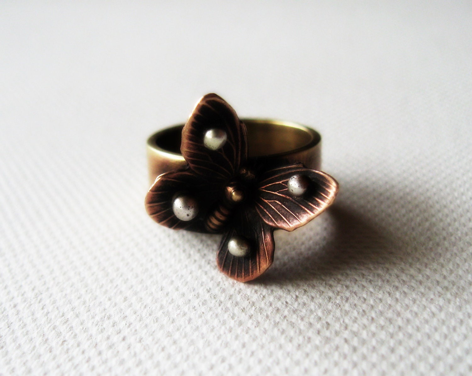 Butterfly Ring Rustic Novelty Geekery Jewelry Brass Silver Balls