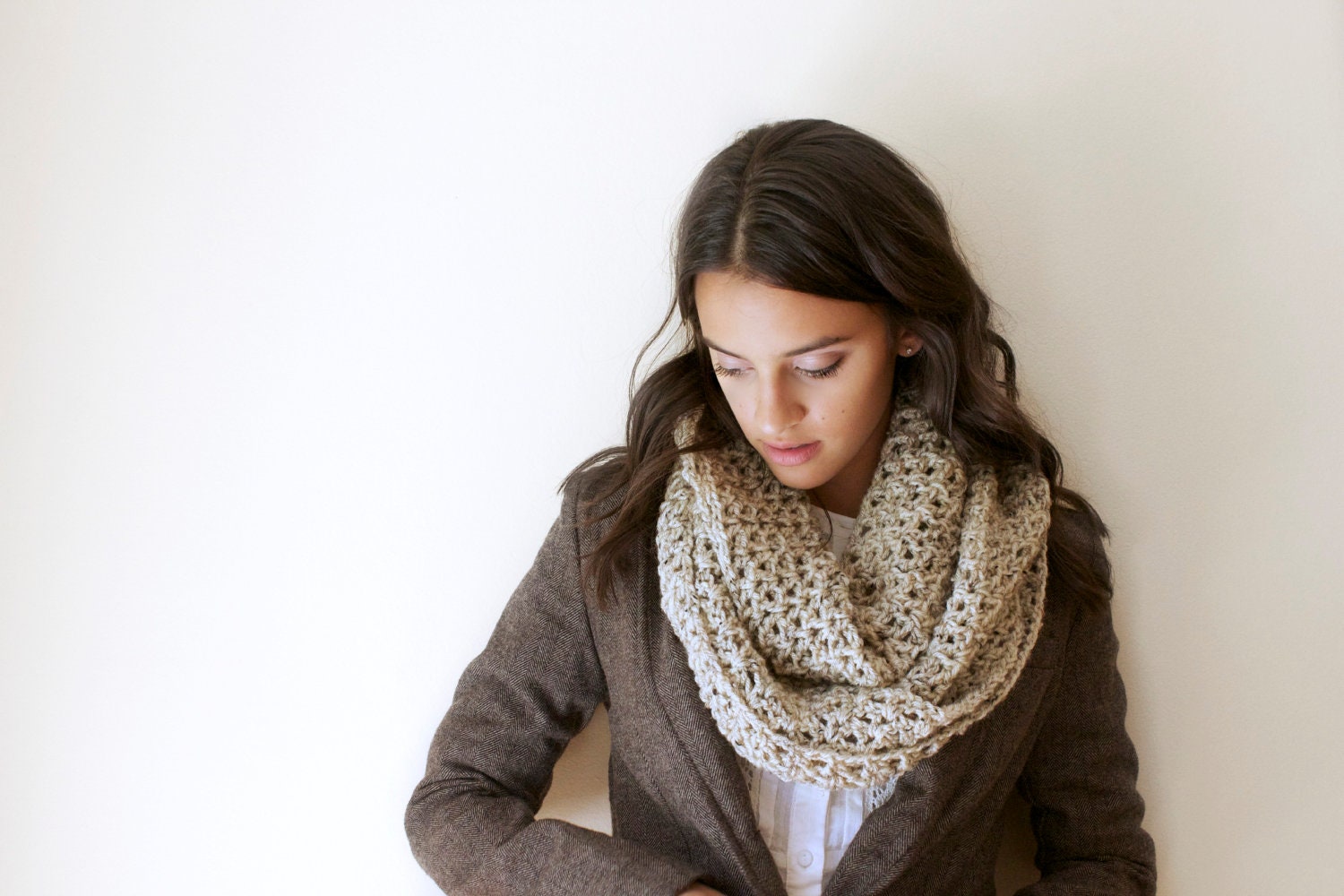Infinity Scarf for Women in Speckled Oatmeal