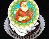 Christmas Edible Print - Vintage Santa cupcake topper - Cookie Topper - Holiday baking Il_170x135