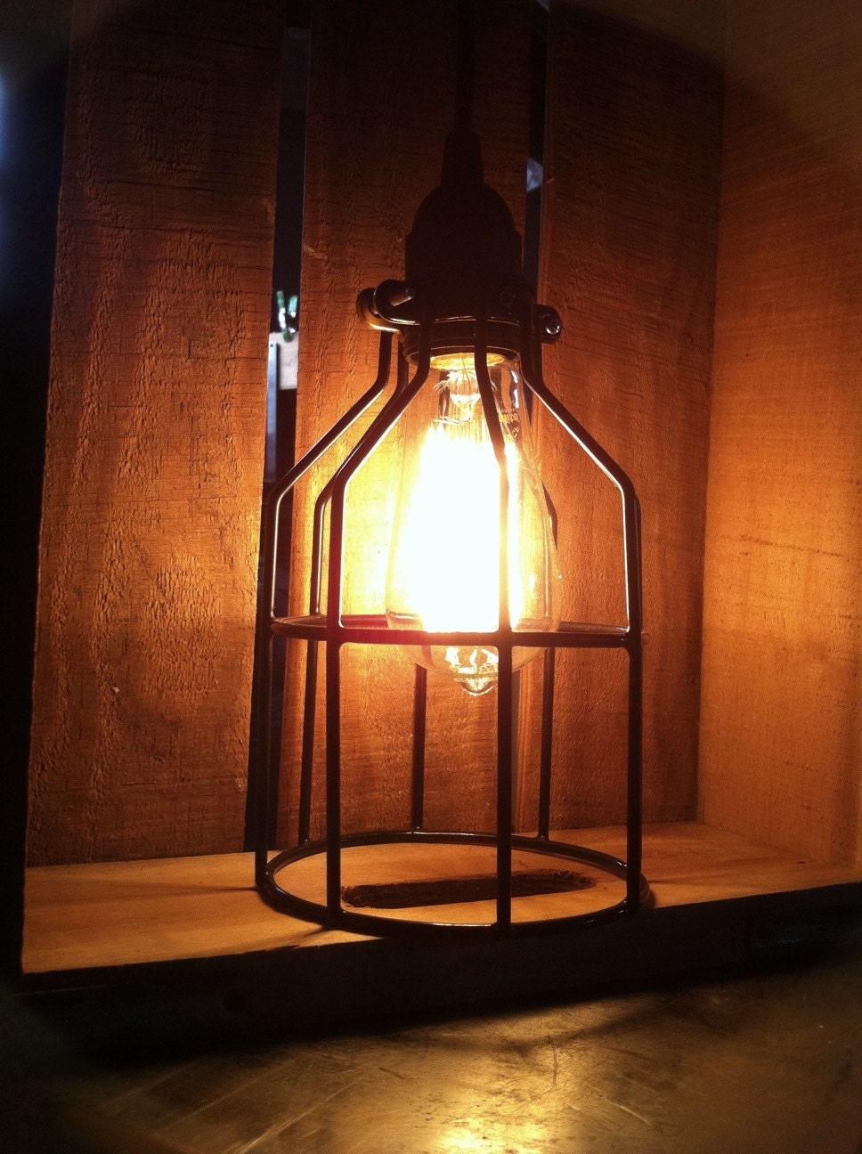 Industrial Single Edison Bulb light, Caged Light