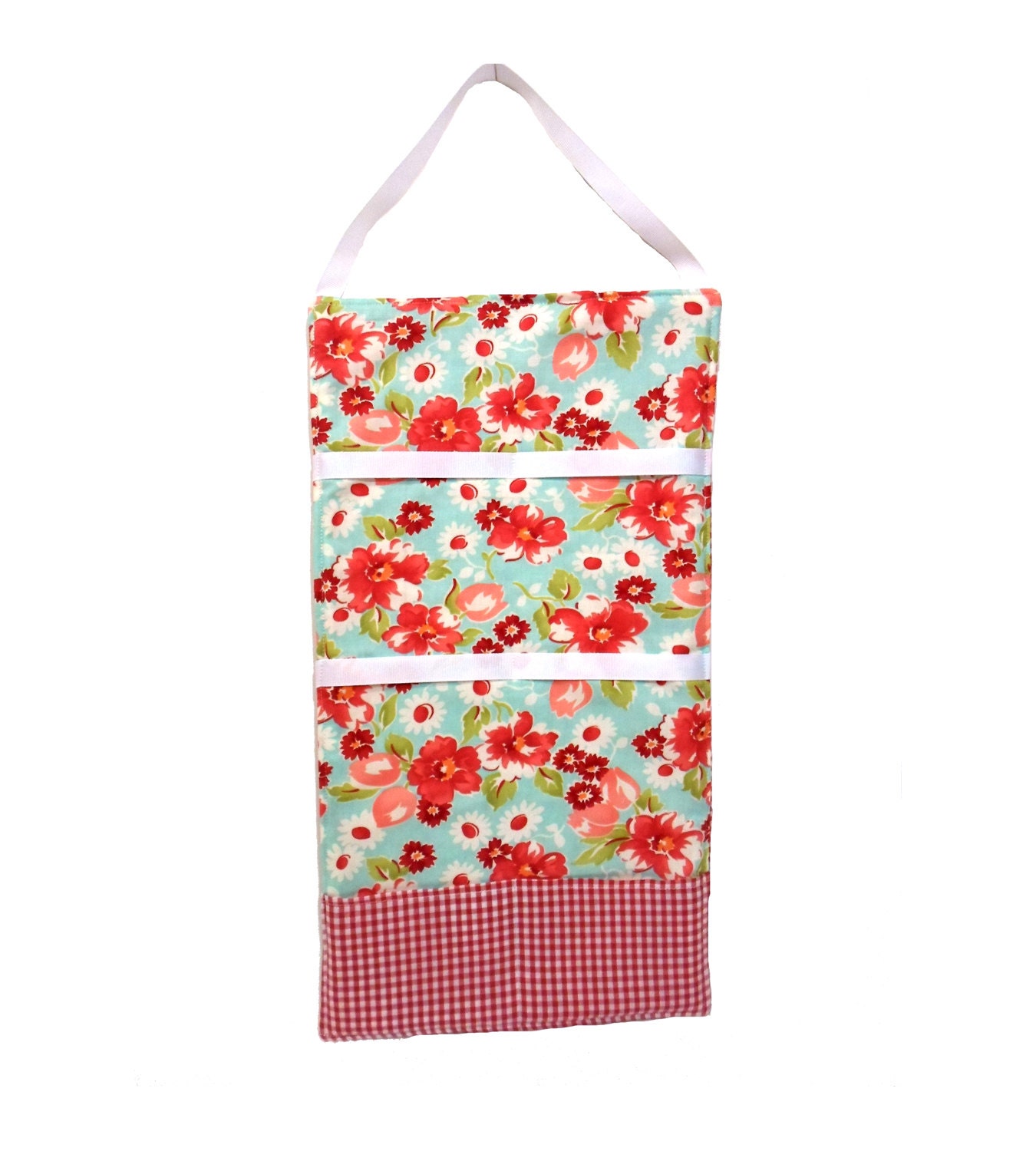 Hair Accessory Organizer -- Floral & Gingham Barrette Holder