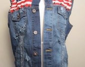 Studded Denim American Vest