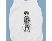 Little Edward (100% White cotton baby bodysuit with vintage boy print)