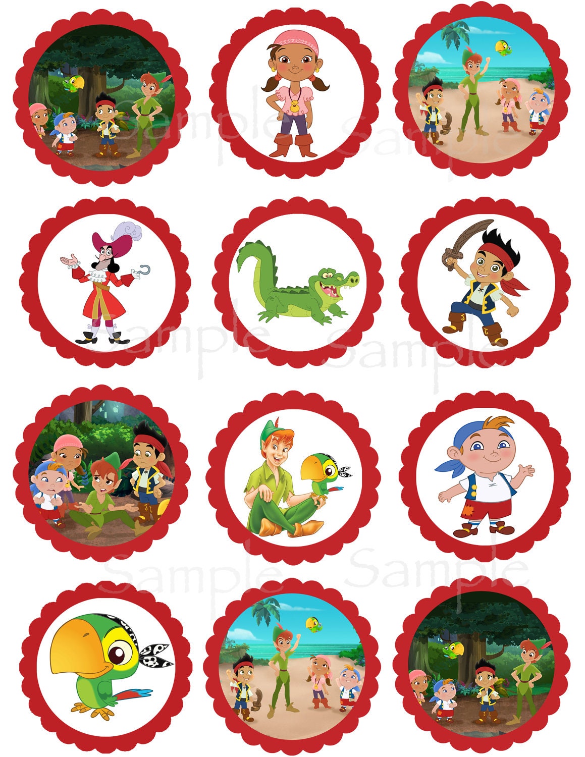Jake and the Neverland Pirate or Peter Pan Returns set of Printable Cupcake Toppers /Favor Tags Il_170x135