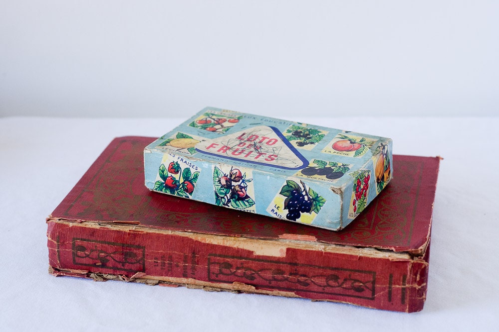 Vintage French Loto Game Fruits by Fernand Nathan from the 1970s