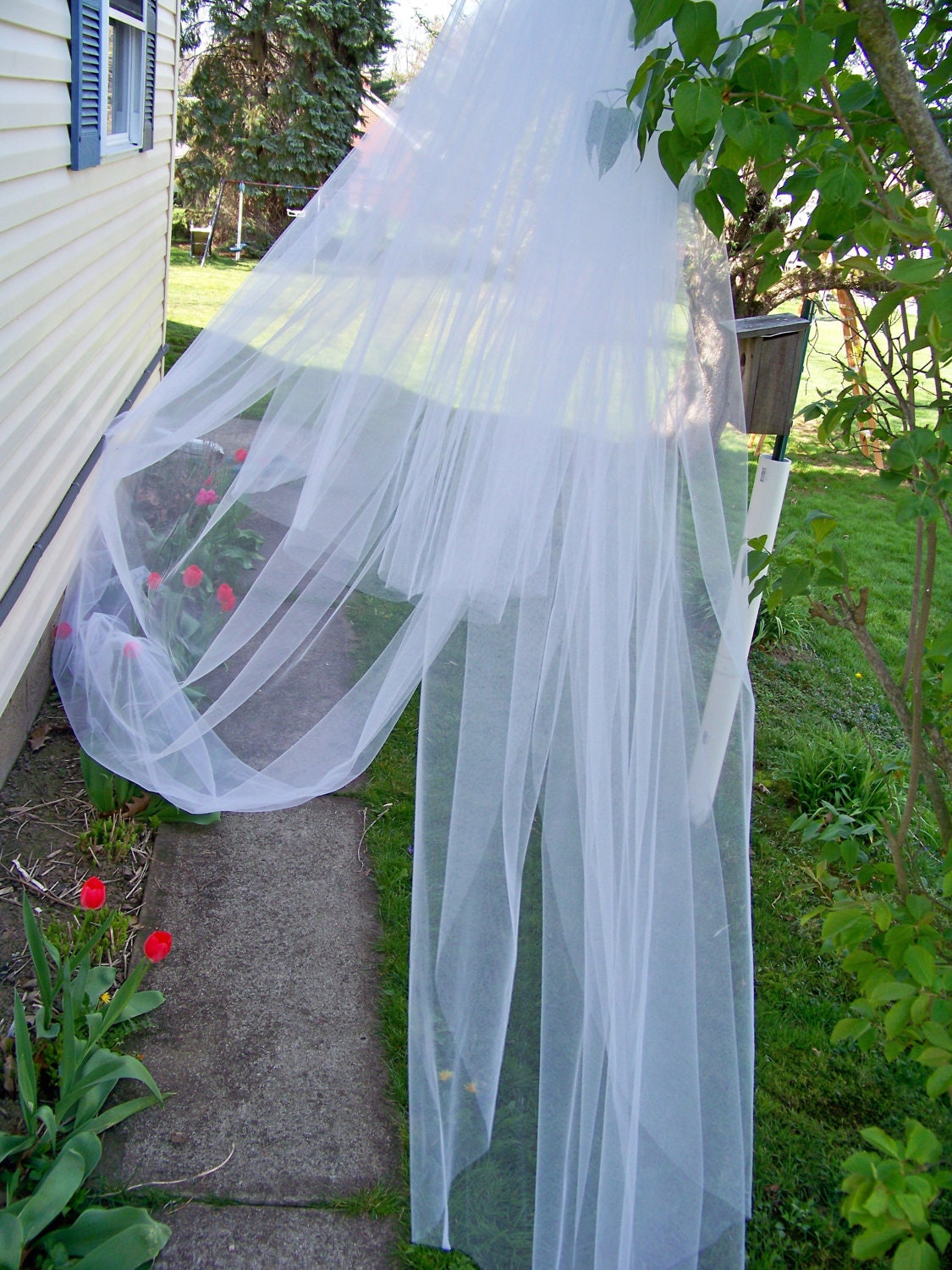 Custom 3 tier Royal Cathedral Length Wedding Veil Made to Order Blusher Cut Edge