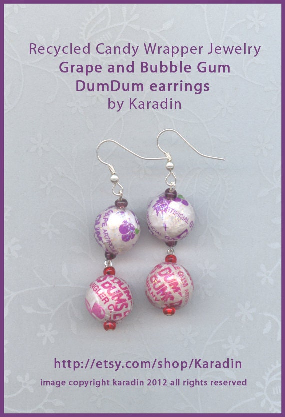 Grape and Bubble Gum DumDum Earrings