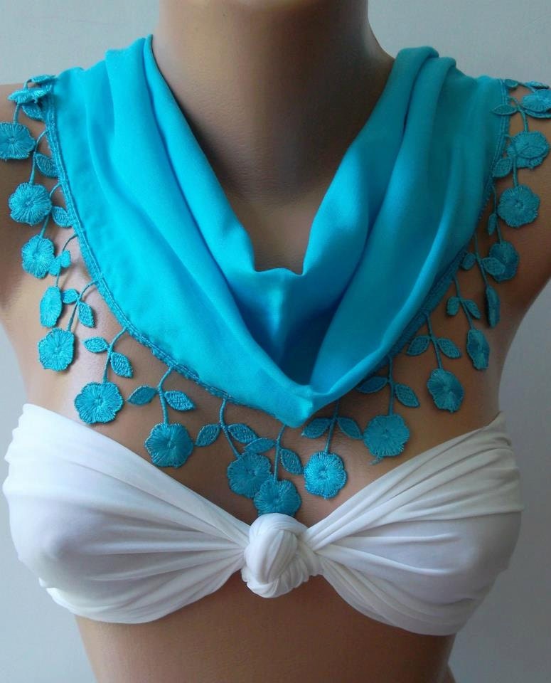 Georgeus  Blue - Cotton Scarf  - Feminine - Sexy Blue