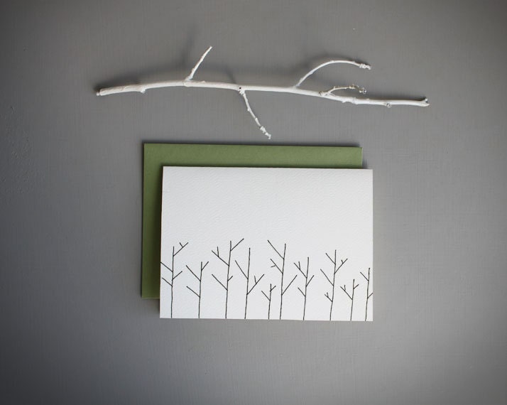 modern notecard . tree branches blank notecard . tree branch stationery  . branches . nature notecard . woodland .hand drawn.