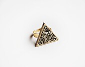 Pyrite Triangle Ring - Geometric Jewelry