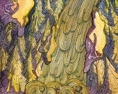 Print illustration - Sunny Waterfall - 7 x 10