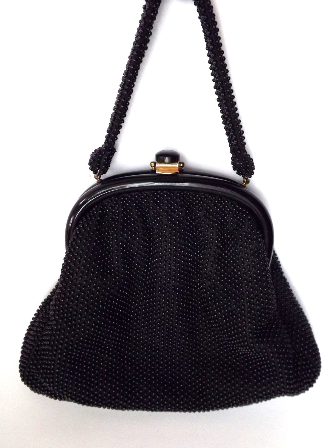 VTG 1950's Black Bead...