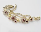 CORO LISNER Style Necklace Vintage Purple Rhinestone Flower 1950s Collectable Jewelry Unsigned Beauty Purple Color