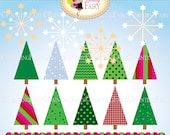 Xmas Christmas tree Digital Clipart Christmas snowflakes Red Green Blue Pink Gold Xmas holidays Clip Art pf00053-3
