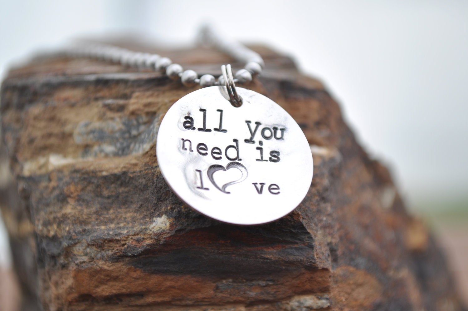 All You Need Is Love Metal Stamped Necklace