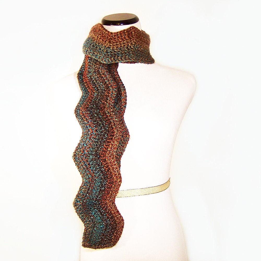 ON SALE Western, Rustic Scarf in Blue, Teal, Brown, Rust, Orange, Multicolored, Tweed