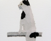 Newspaper Collage Art, Japanese Bobtail Cat, Minimalist Art