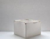 Big snow white cube made from English fine bone china and real gold rims - geometric decor