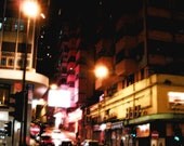 Hong Kong Street Cars, Evening. Magenta and Gold. City Photography 10 x 8"