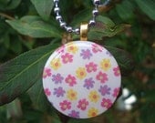 Spring Flowers Wood Pendant, Colorful Little blooms