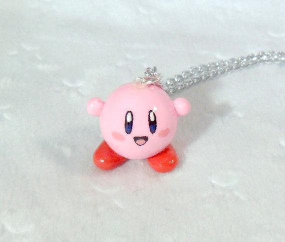 Kawaii Kirby Charm Necklace, Keychain, or Phone Charm :D