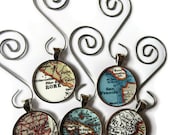 CUSTOM map ornament charms, map ornaments for the holiday personalized with a favorite location - LocationInspirations