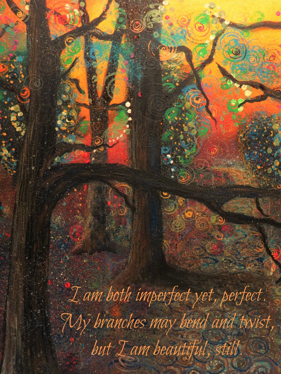 Inspiration motivation quote word tree art 5x7 print