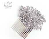 Wedding Hair Comb, Rhinestone & Crystal firework style Bridal hair comb or sash applique hair accessory Wedding tiara