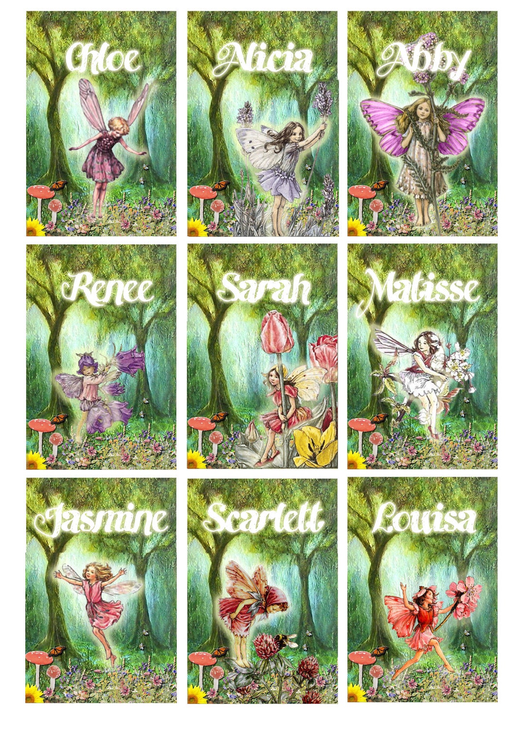 Printable Enchanted Forest Fairy Tags (0-9 Guests)