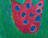 Blue Dotted Tulip - 12" x 12" abstract acrylic, pastel flower - original painting