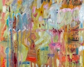 Brave Girl, Strong Girl - 30" x 30" abstract acrylic and ink on canvas - ORIGINAL PAINTING