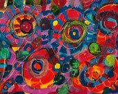 Bold, colorful abstract GICLEE PRINT of an original abstract painting // Flowers Bursting