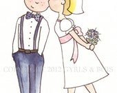 A suit and a dress  (Original Watercolor Illustration) - Celebrating Lesbian Weddings