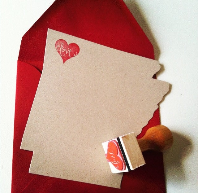 Arkansas Die-Cut Cards with Heart Rubber Stamp