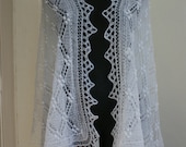 Free Shipping White Wedding Hand Knitted Lace Stole - Anazie