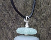 Aussie Beachstone and English Seaglass : Stacked Pendant