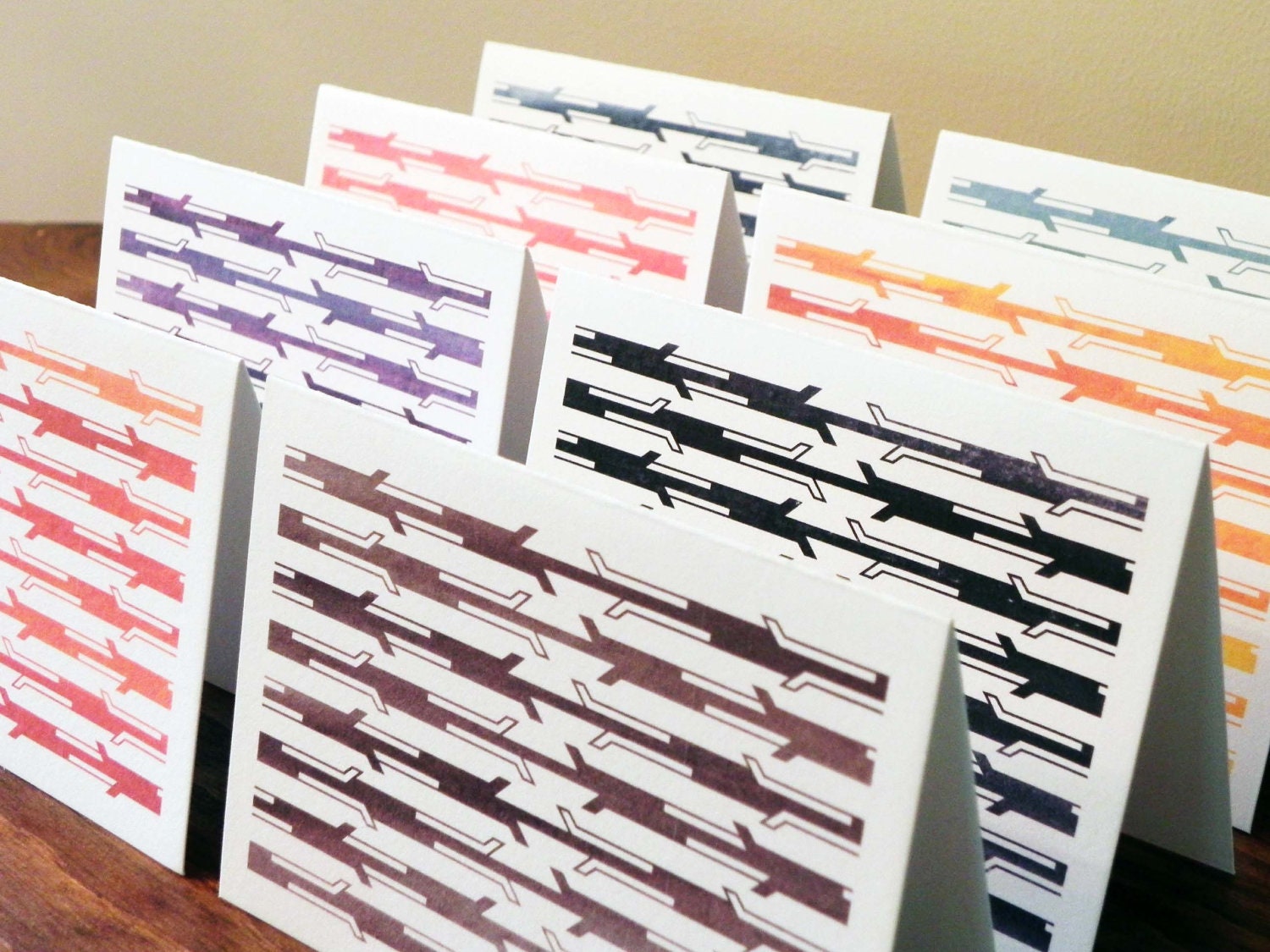 Graphic Note Cards Inspired by the High Line NYC Original Modern Digital Print New York City Stationery Ganesvoort Plaza Pattern
