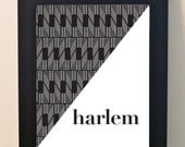 8 x 10 White OR Black Digital Print of Harlem NYC Original Modern New York City Home Decor Graphic Print